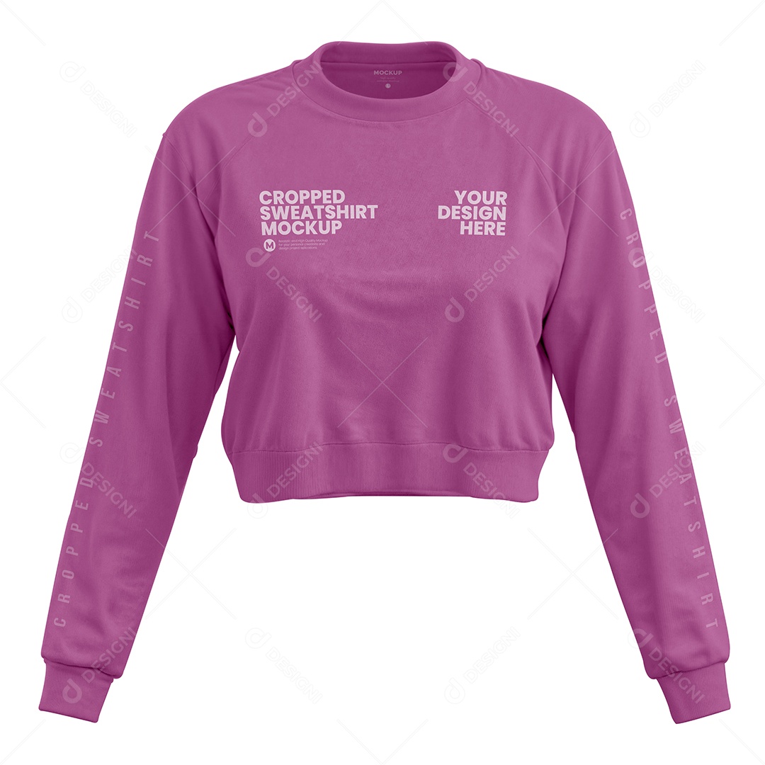 Mockup Cropped de Moletom Feminino PSD Editável