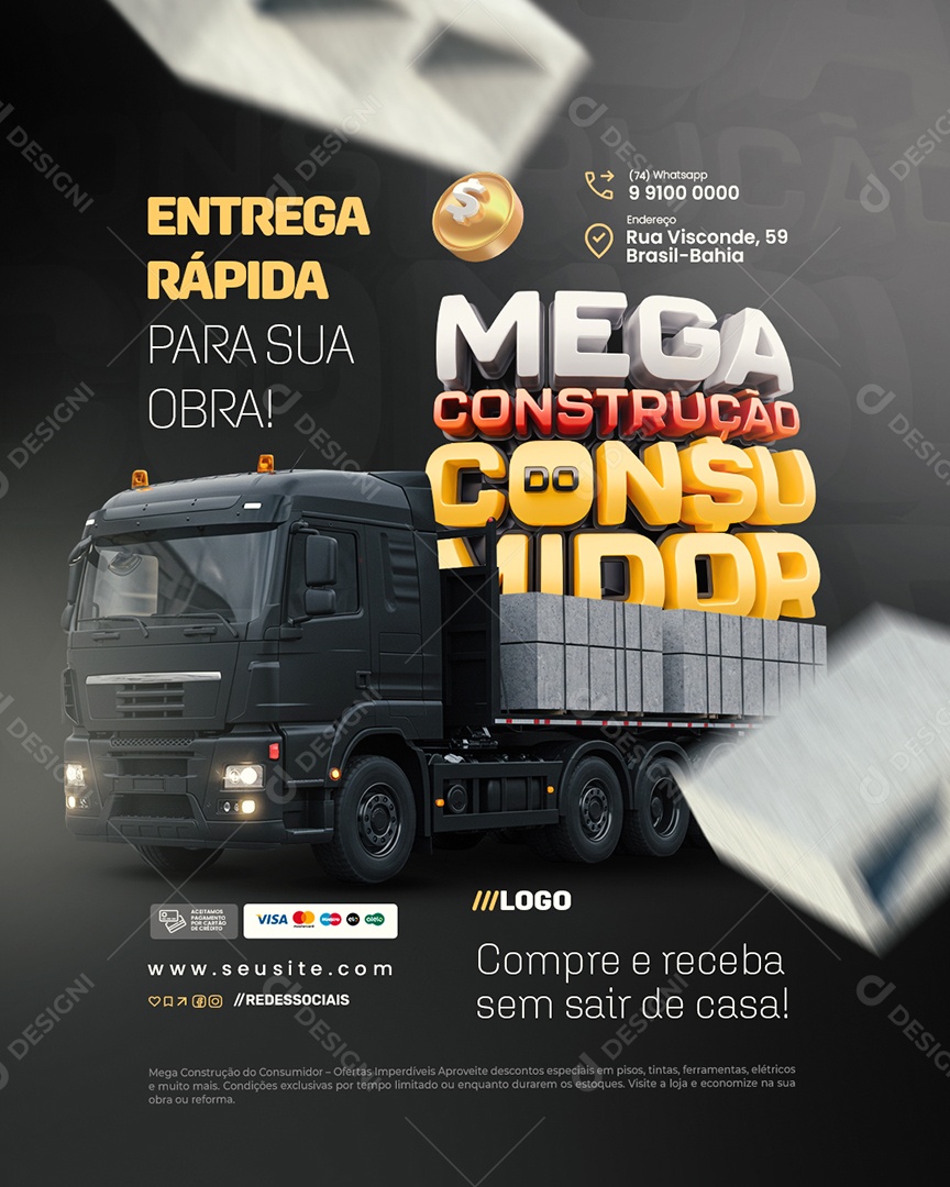 Mega Construção Do Consumidor Entrega Rápida Social Media PSD Editável