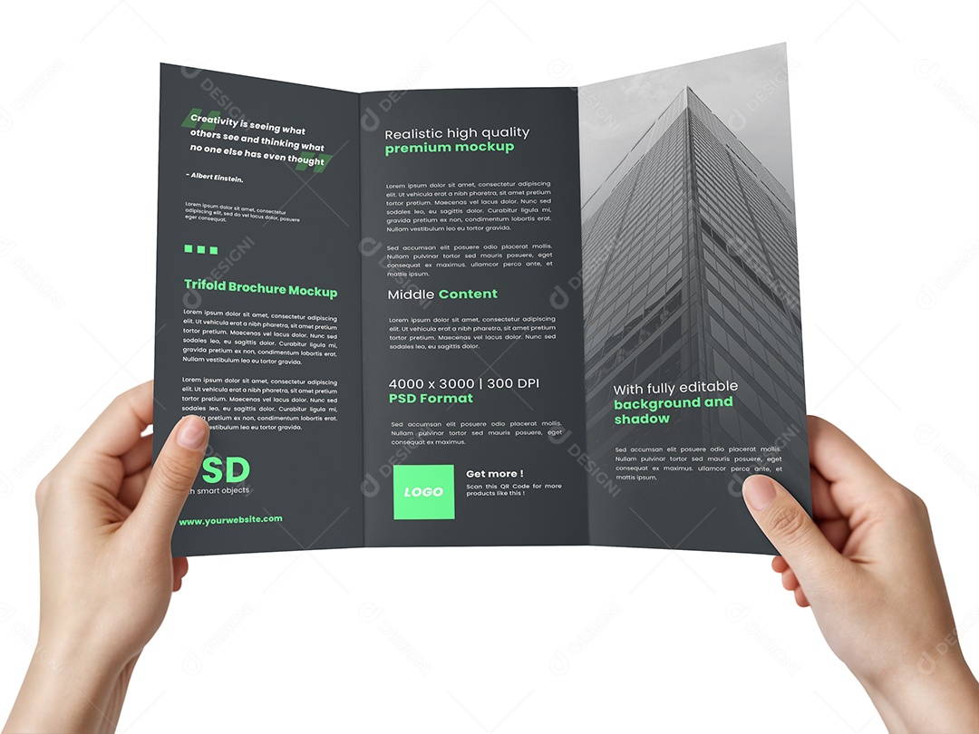 Mockup Panfleto de Dobra PSD Editável