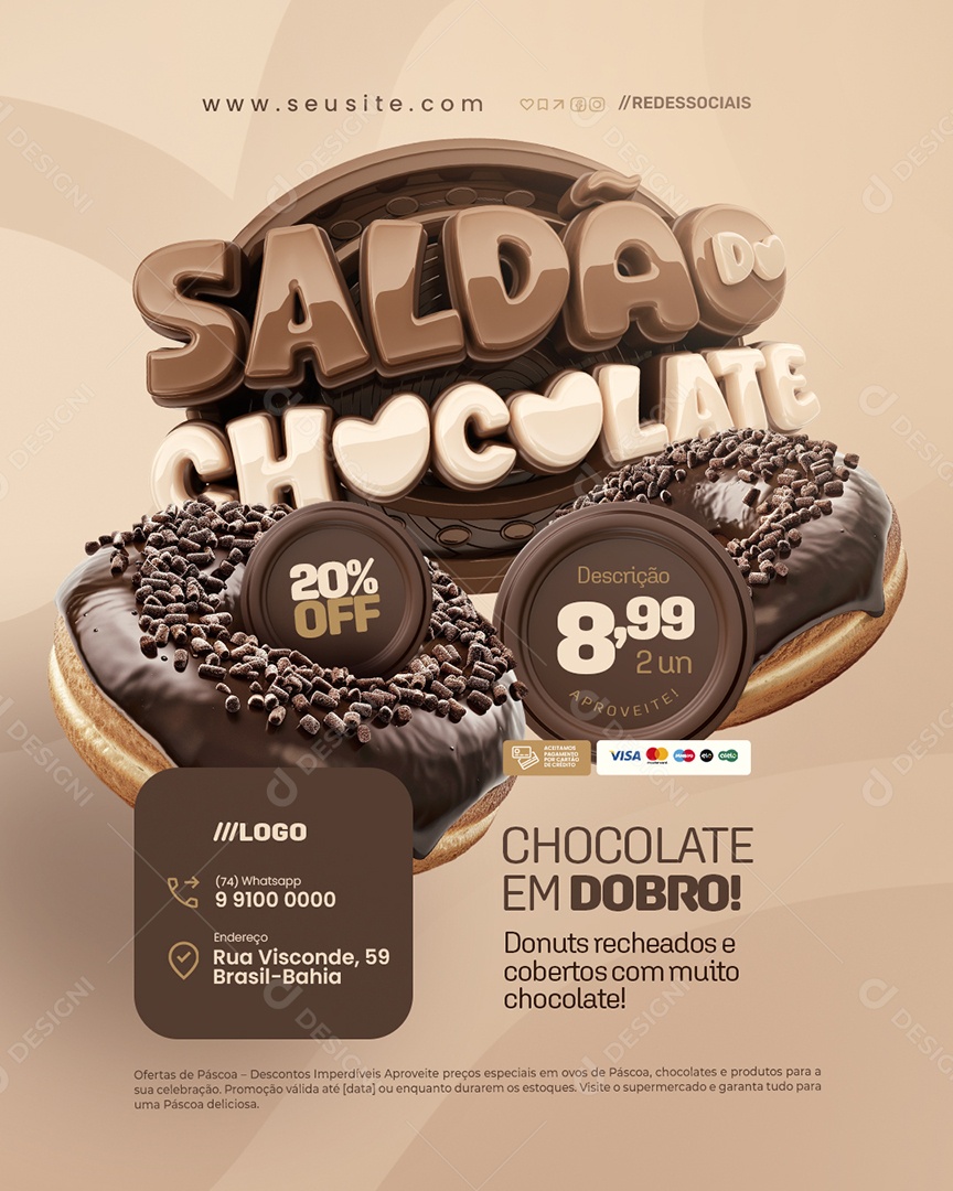 Saldão Do Chocolate Doceria Chocolate em Dobro Social Media PSD Editável