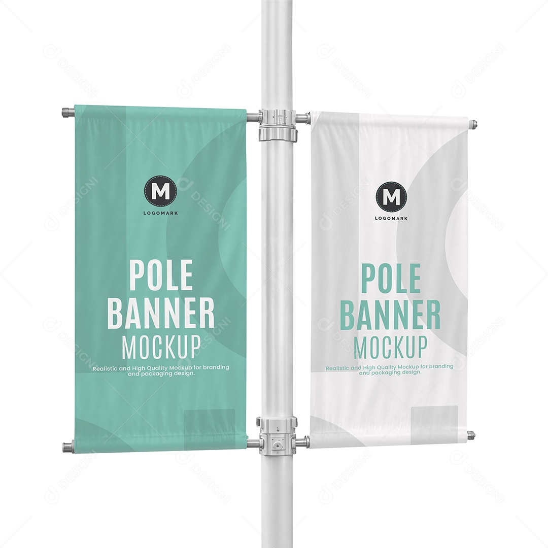 Mockup Poster com Bandeira PSD Editável