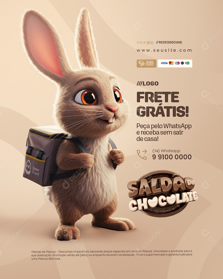 Saldão Do Chocolate Doceria Frete Grátis Social Media PSD Editável
