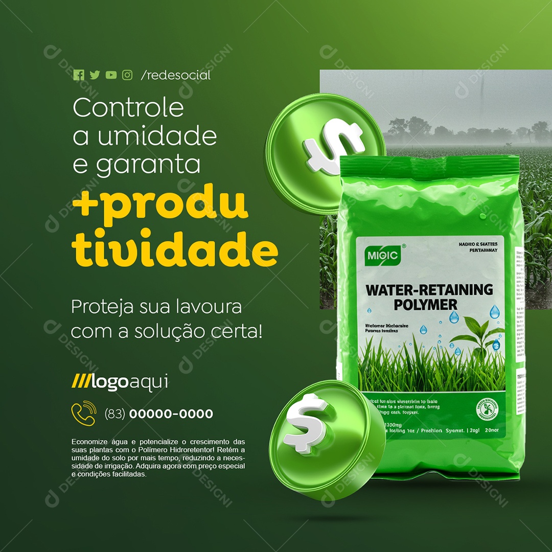 Produto Agrotóxicos Mais Produtividade Social Media PSD Editável