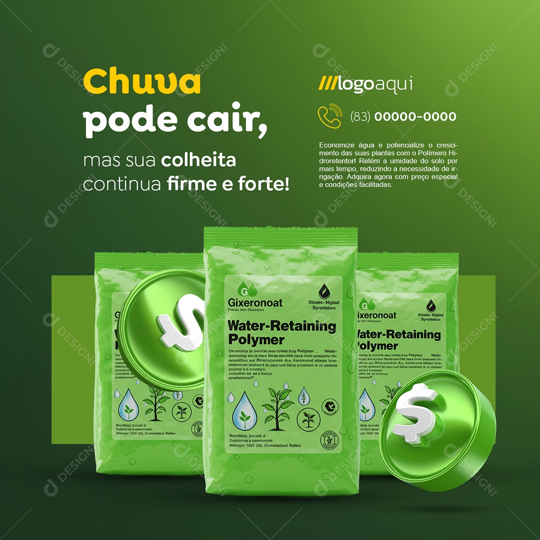 Produto Agrotóxicos Chuva Pode Cair Social Media PSD Editável