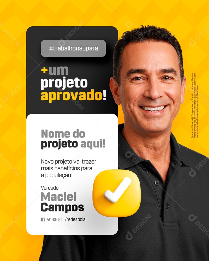 Vereador Mais Um Projeto Aprovado Social Media PSD Editável