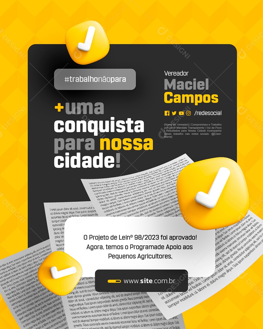 Vereador Marciel Campos Mais Uma Conquista para Nossa Cidade Social Media PSD Editável