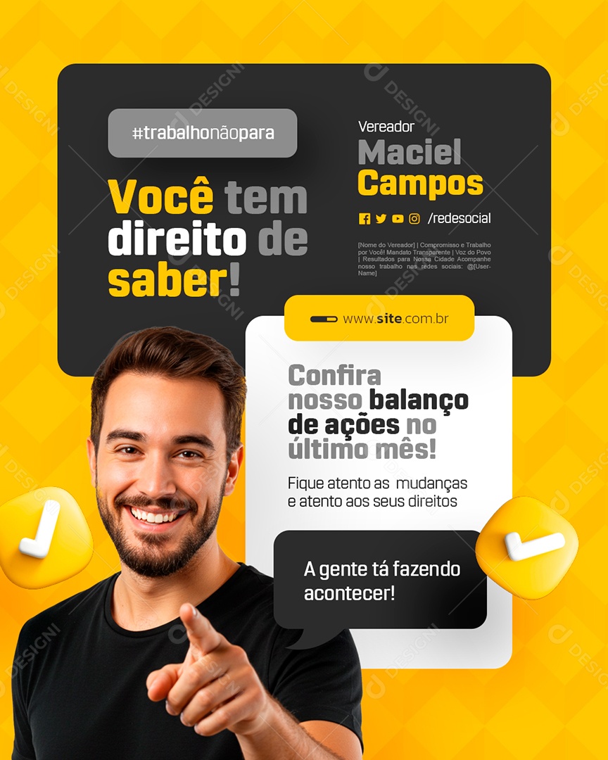 Vereador Marciel Campos Você Tem Direito de Saber Social Media PSD Editável