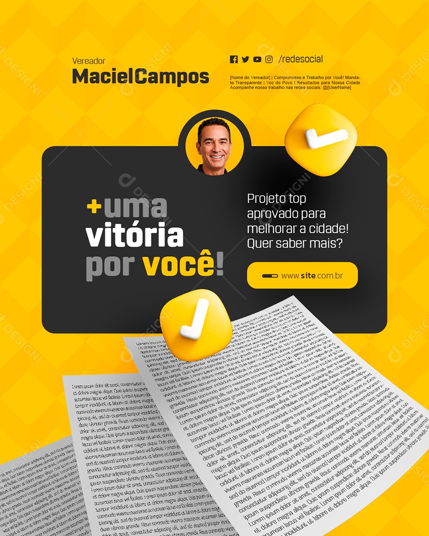 Vereador Mais Uma Vitória Por Você Social Media PSD Editável