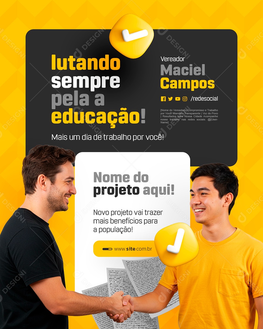 Vereador Lutando Sempre Pela a Educação Social Media PSD Editável