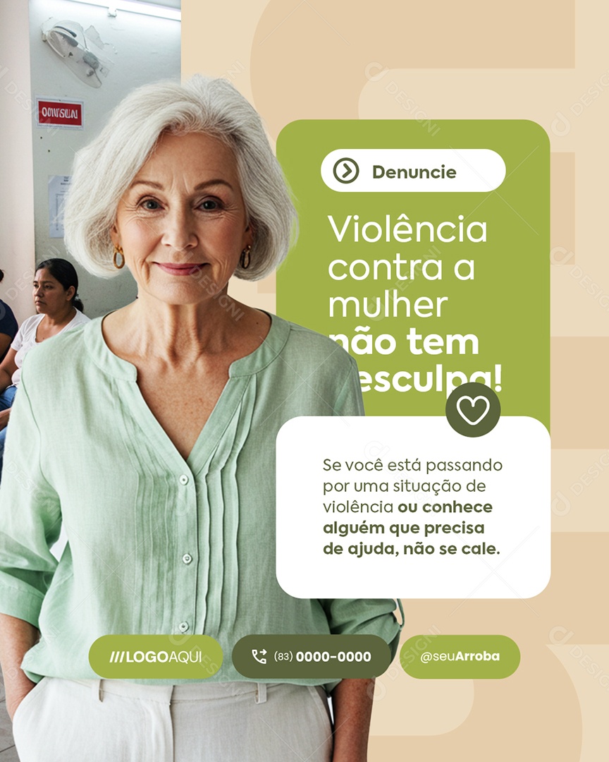 Procuradoria da Mulher Denuncie Violência Contra a Mulher Social Media PSD Editável