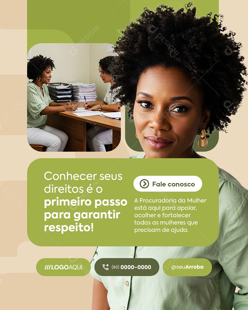 Procuradoria da Mulher Conhecer Seus Direitos Social Media PSD Editável