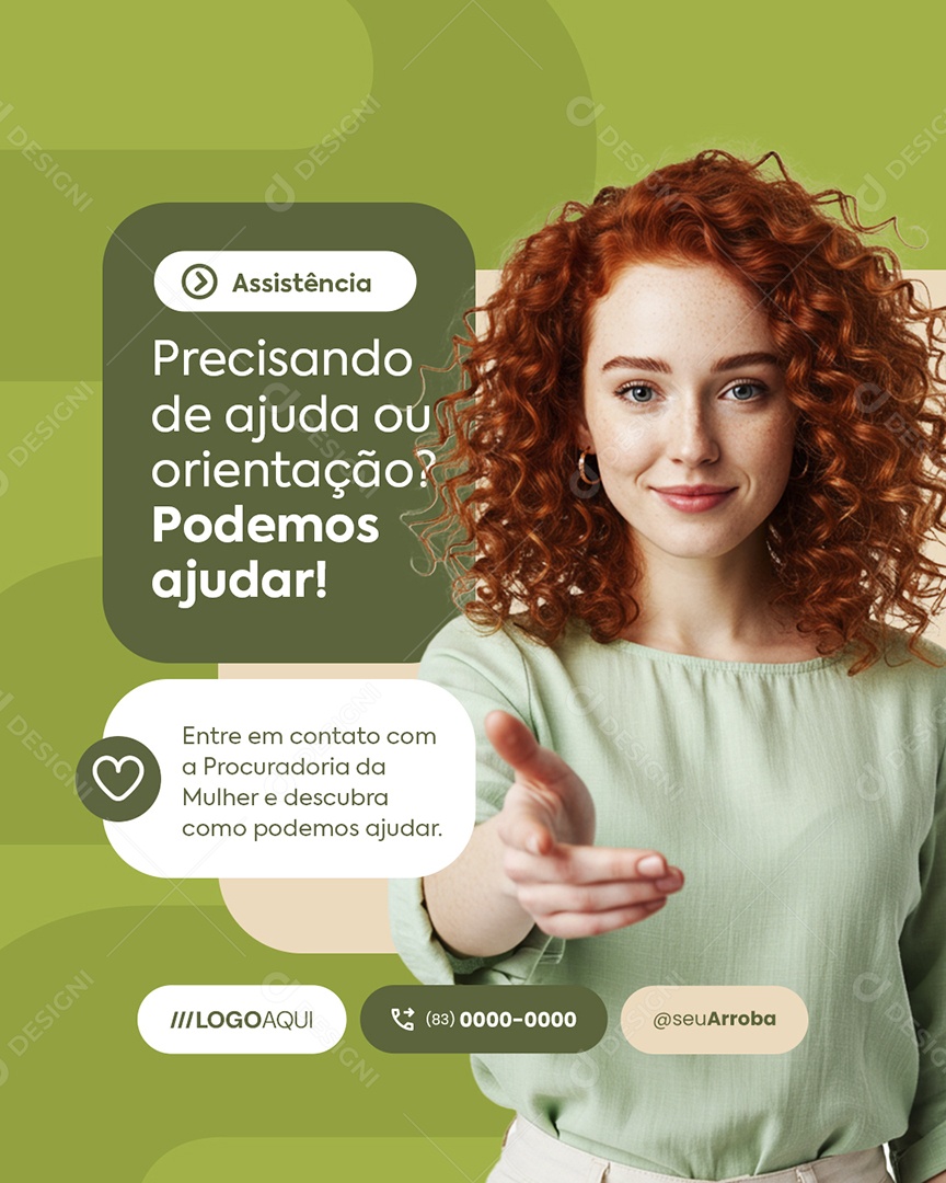 Procuradoria da Mulher Assistência Precisando de Ajuda Social Media PSD Editável