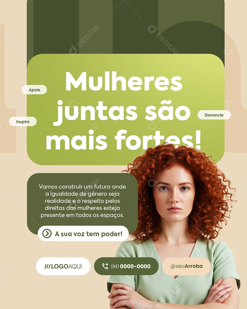 Procuradoria da Mulher Mulheres Juntas São Mais Fortes Social Media PSD Editável