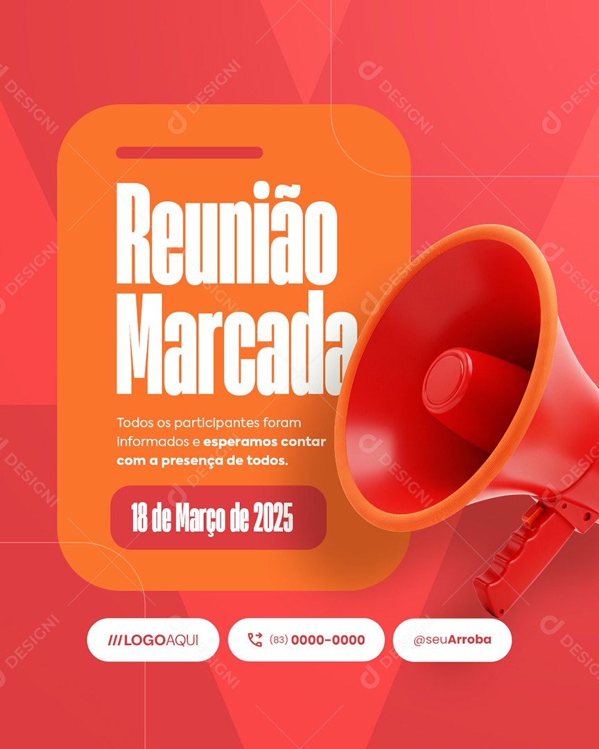 Reunião Marcada Todos os Participantes Social Media PSD Editável