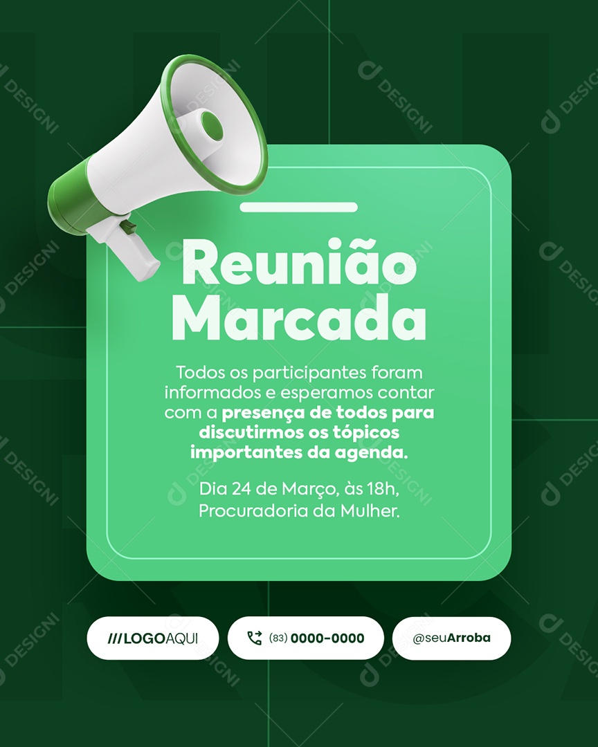 Reunião Marcada Social Media PSD Editável