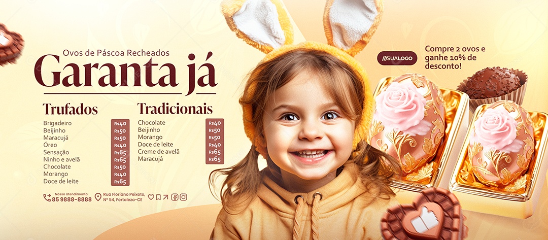 Banner Doceria Ovos de Páscoa Recheados Garanta Já Social Media PSD Editável