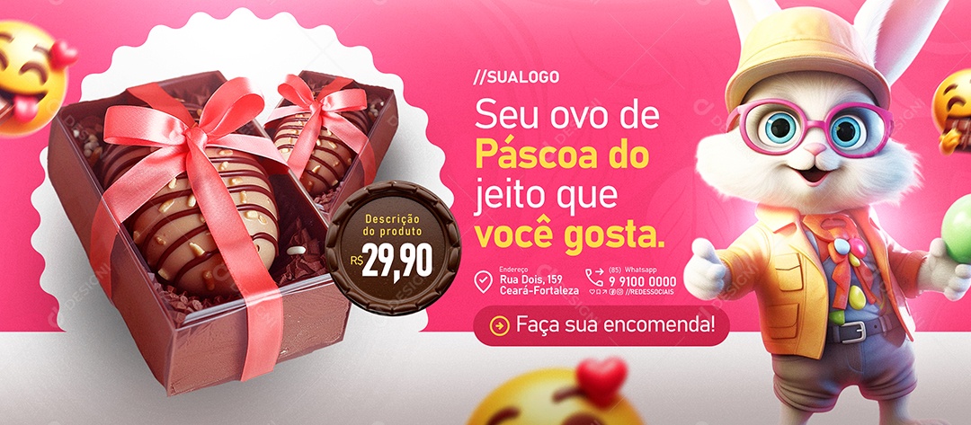 Banner Doceria Páscoa Seu Ovo de Páscoa Social Media PSD Editável