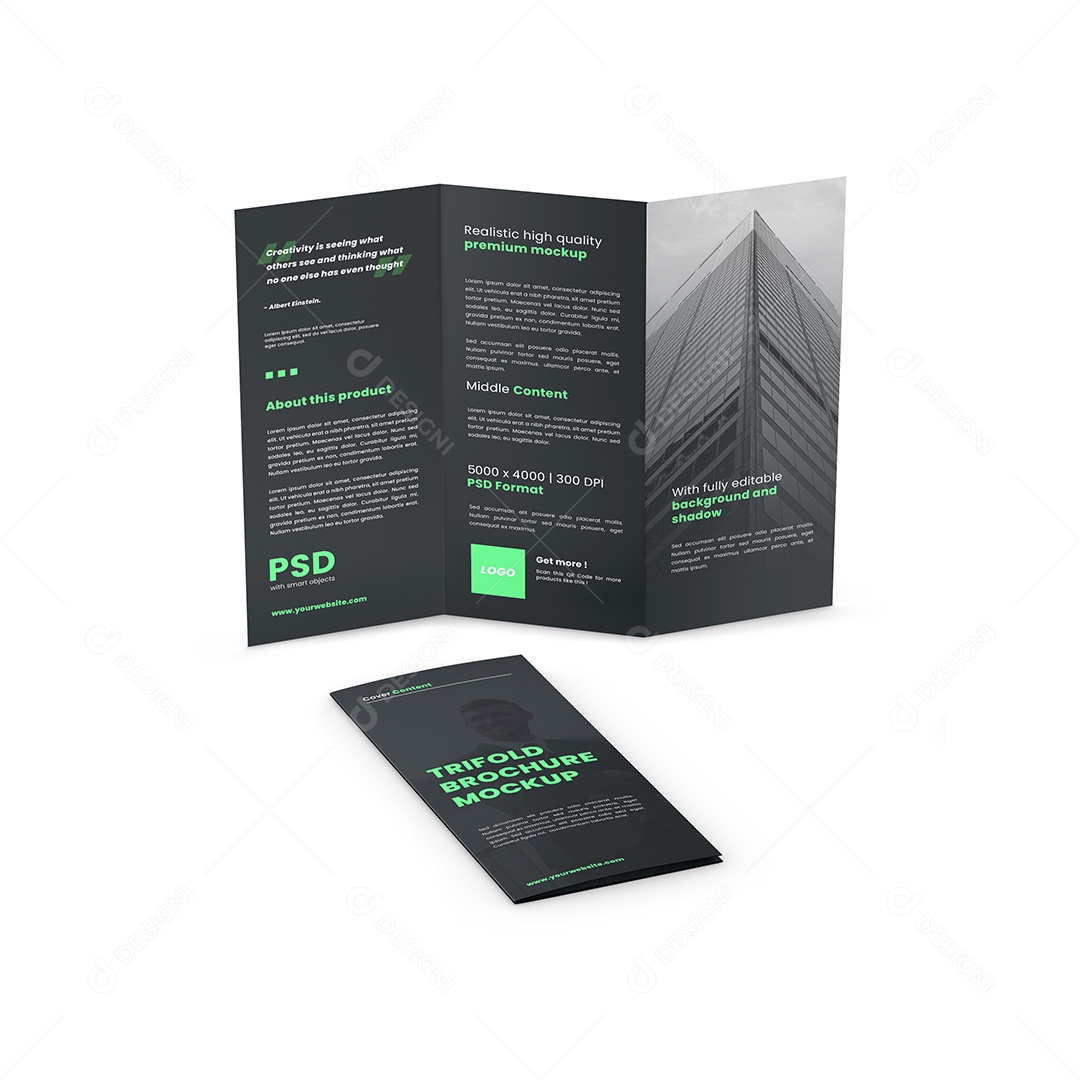 Mockup Folheto Triplo em PSD Editável