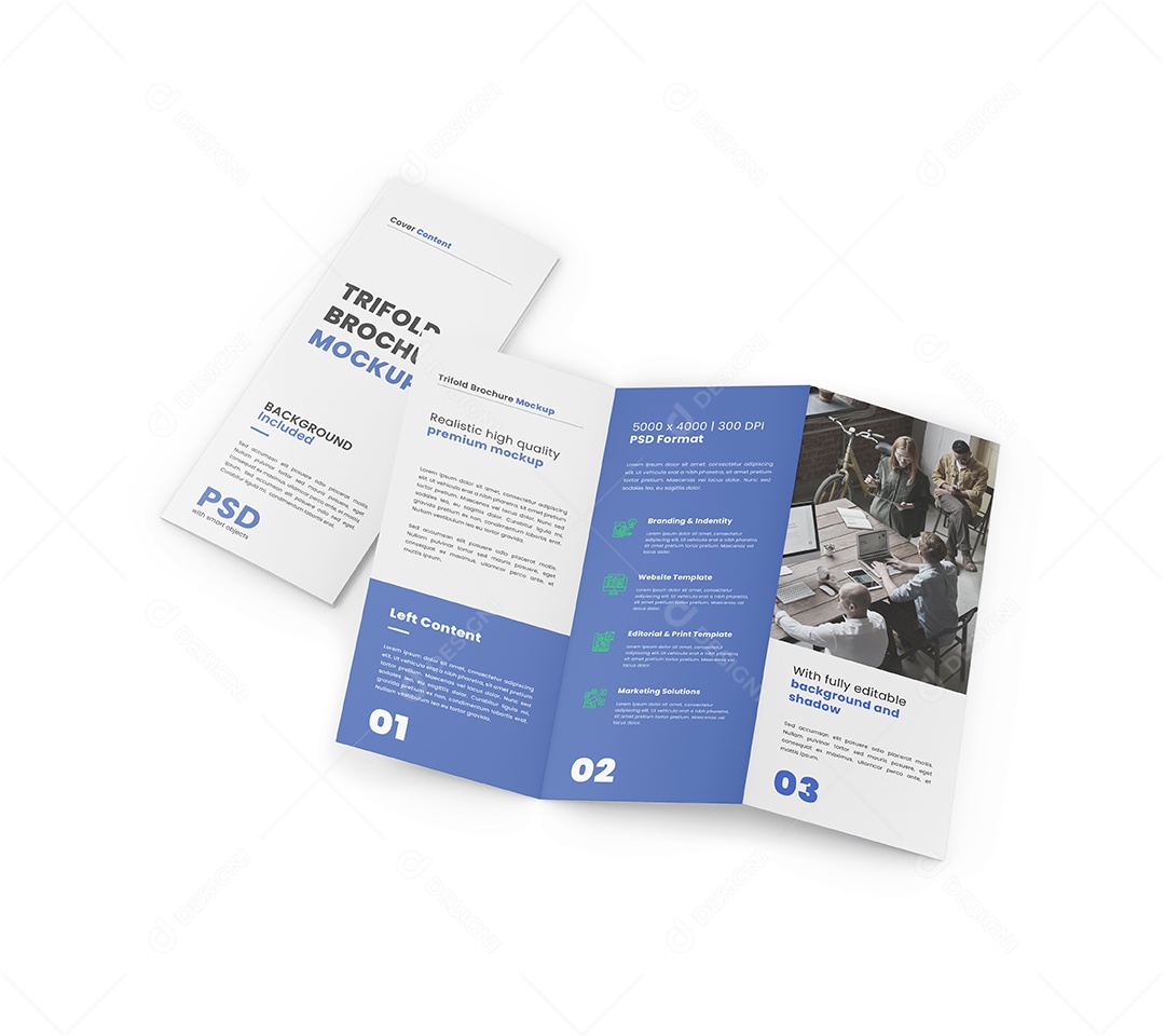 Mockup de Folheto Três Dobras PSD Editável
