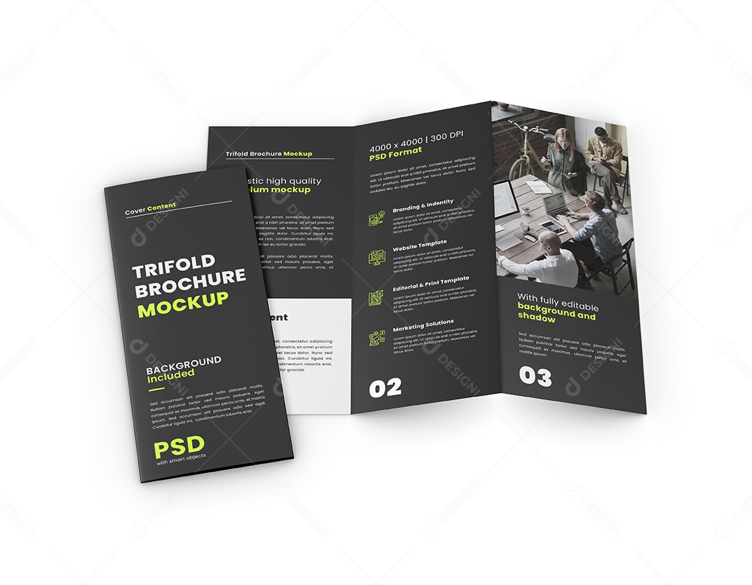 Mockup de Folheto Três Dobras PSD Editável