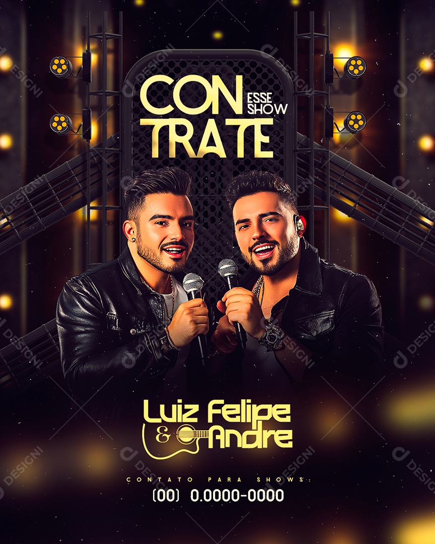 Flyer Contrate Esse Shows Luiz Felipe e Andre Social Media PSD Editável