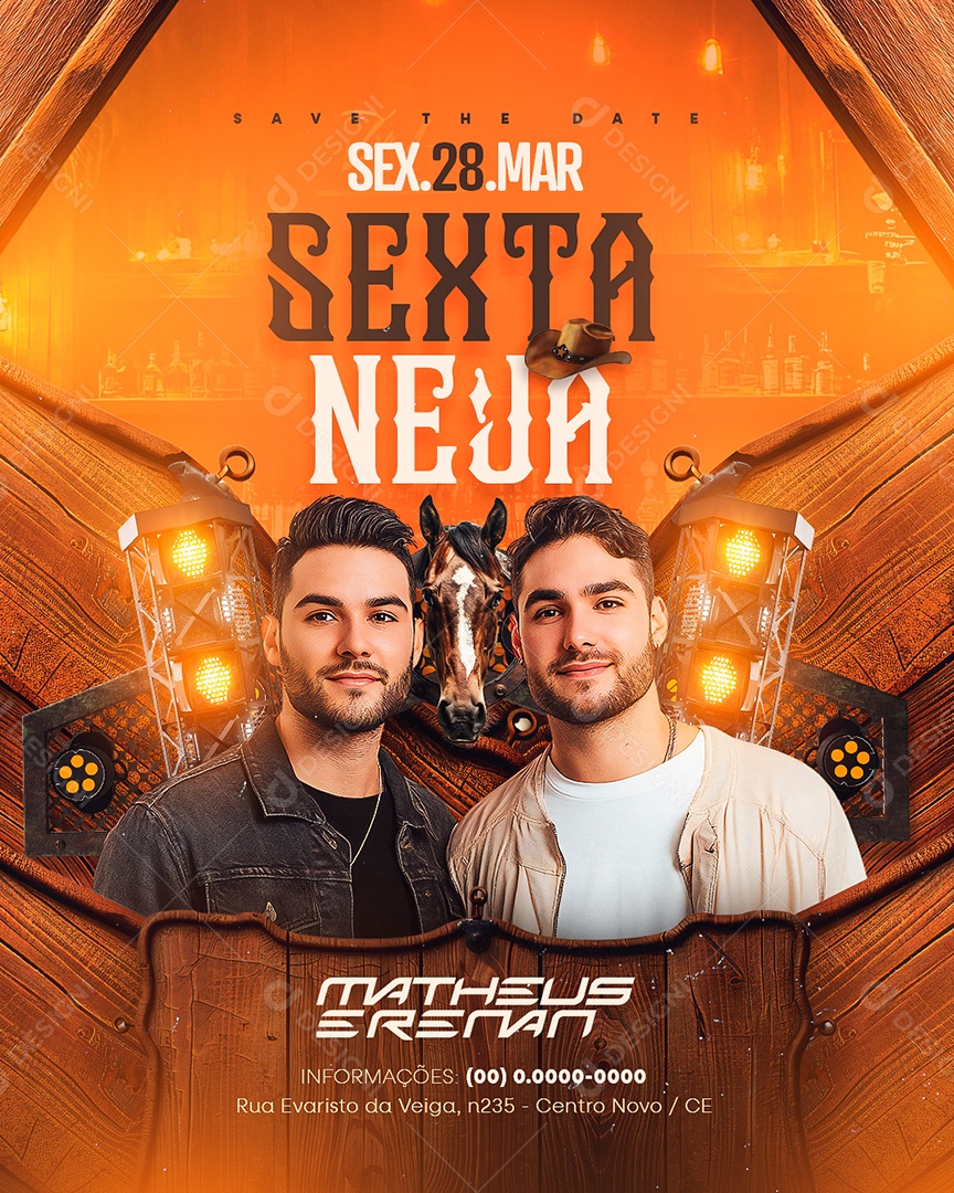 Flyer Sexta Neja Matheus e Renan Social Media PSD Editável