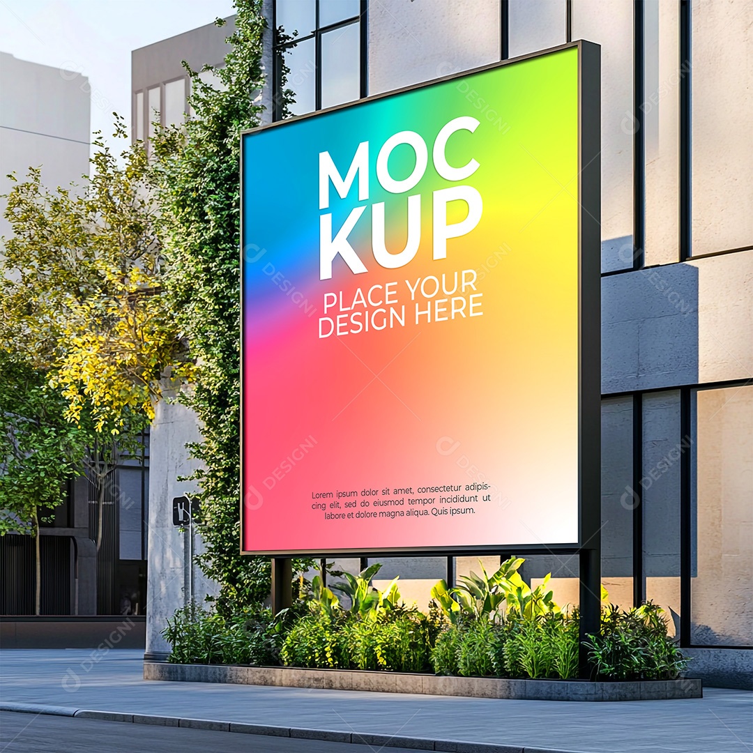 Mockup Placa de Anúncio PSD Editável