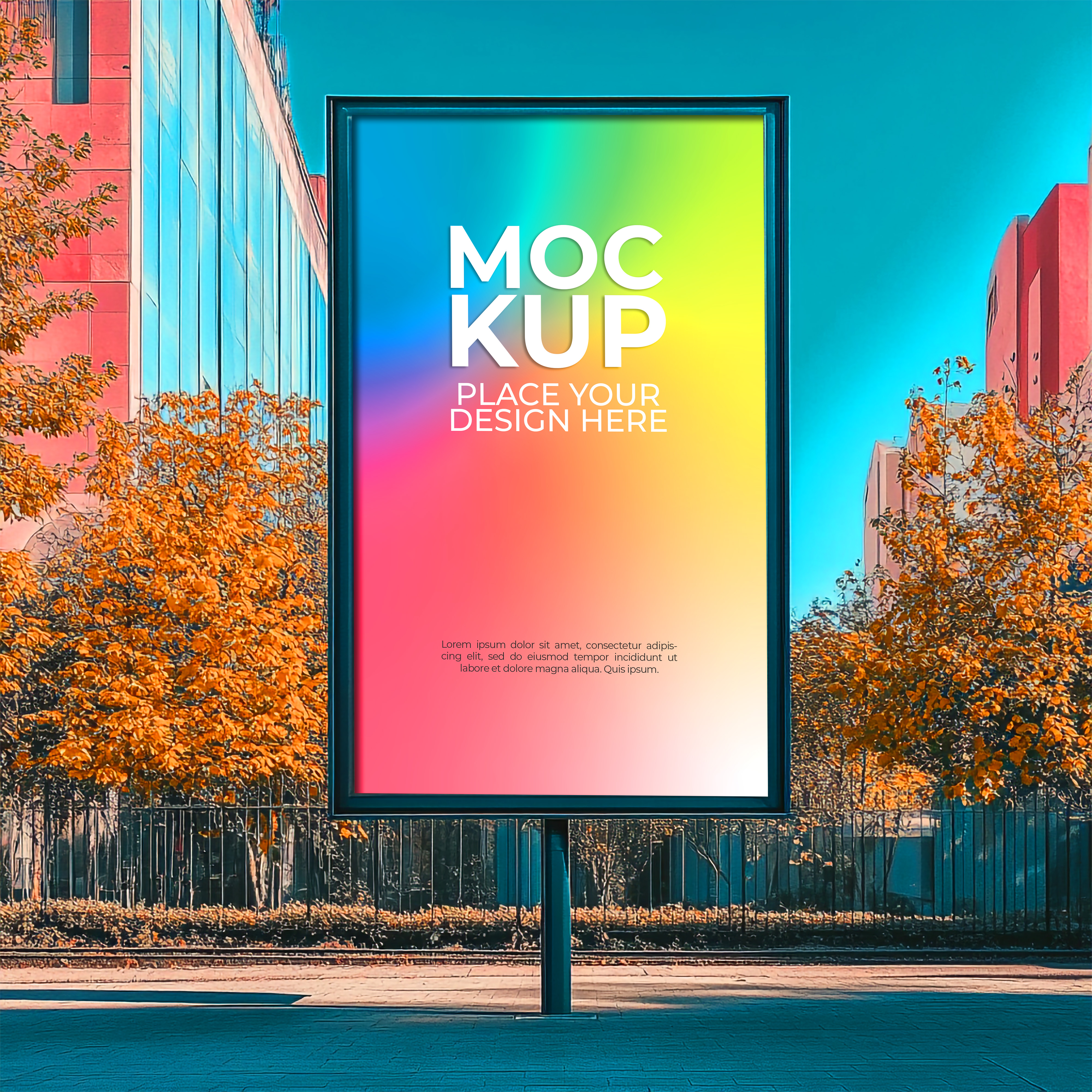 Mockup Placa de Anúncio PSD Editável