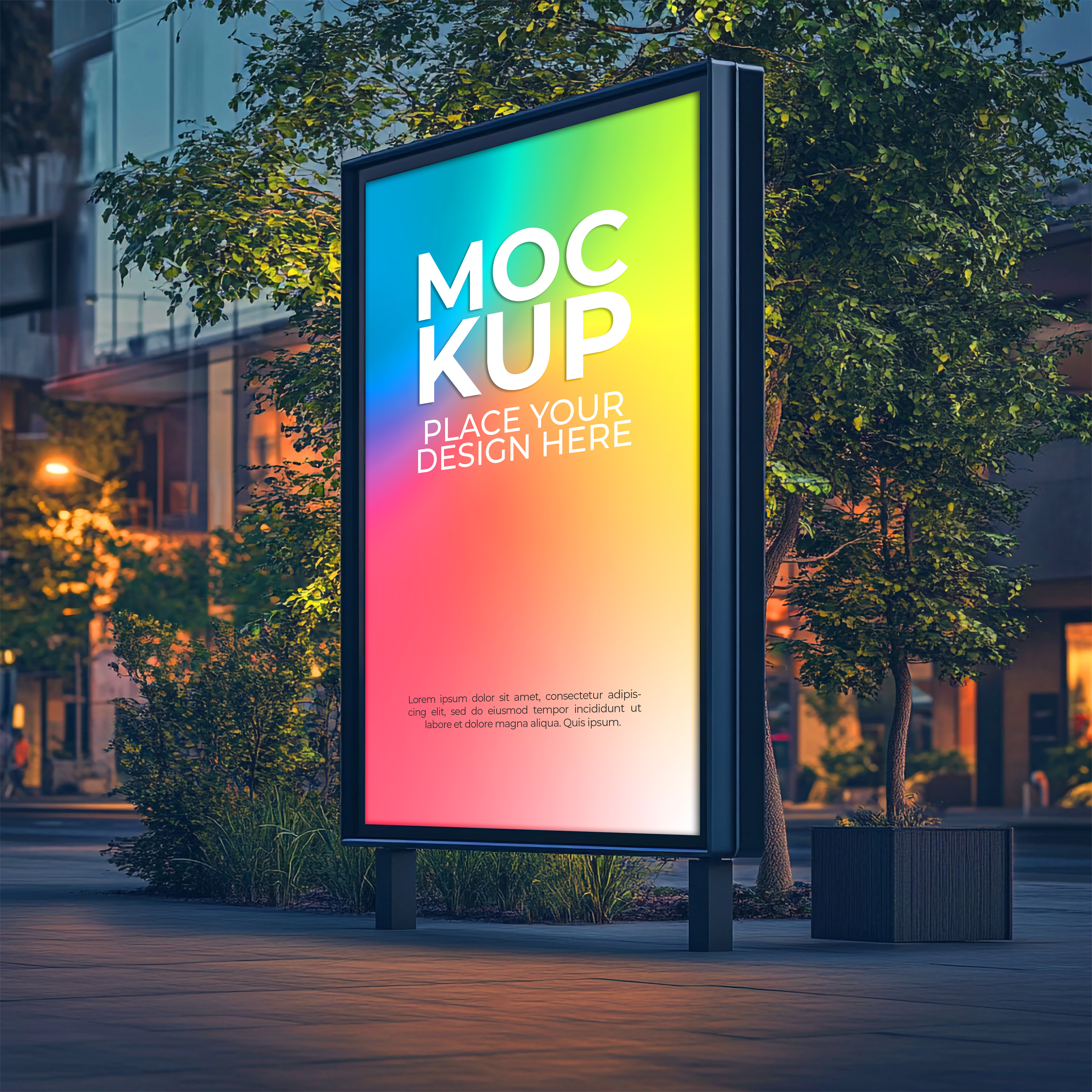 Mockup Placa de Anúncio PSD Editável