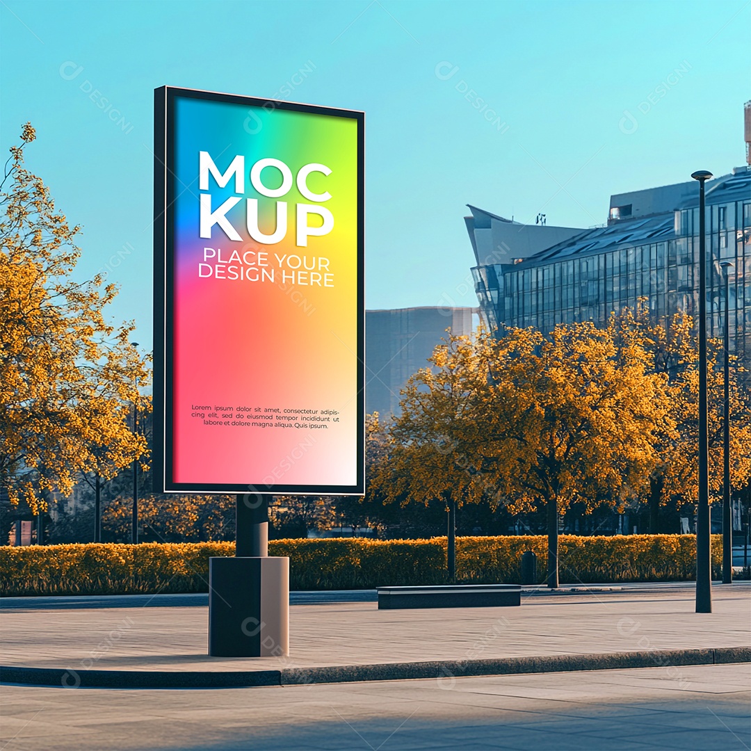Mockup Placa Outdoor Publicitário PSD Editável