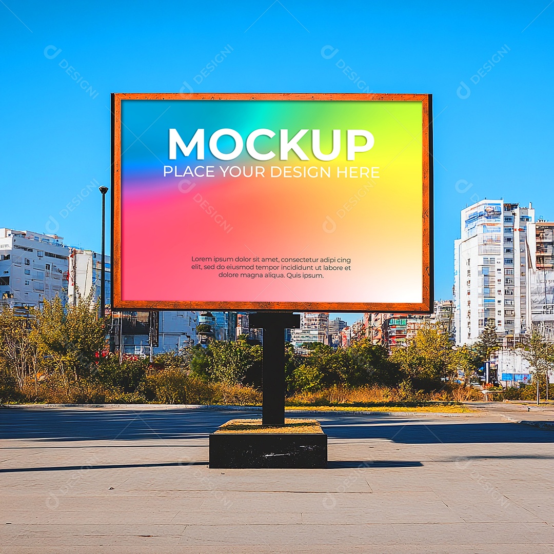 Mockup Placa de Anúncio PSD Editável