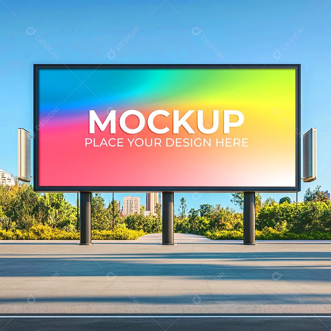 Mockup Placa de Anúncio PSD Editável