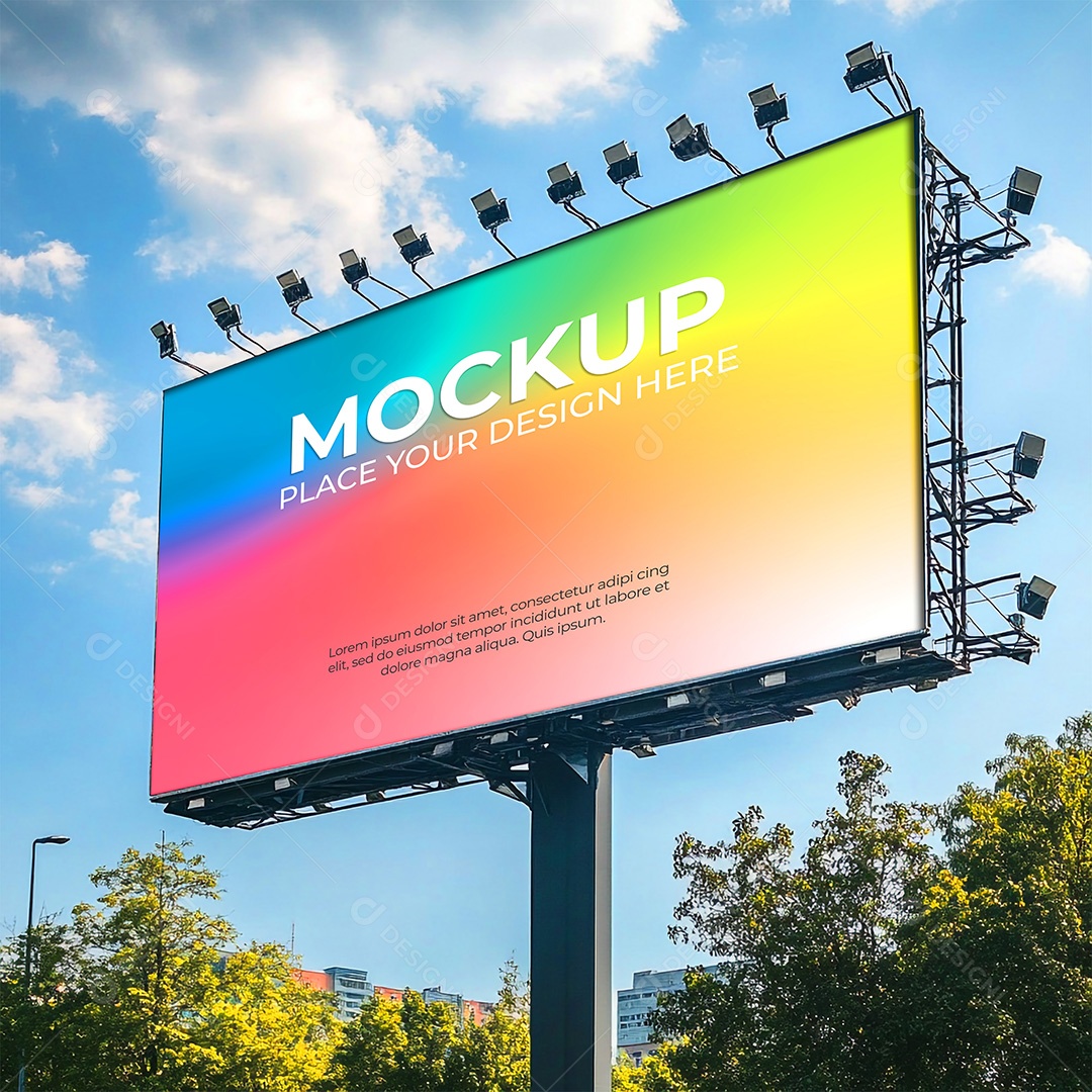 Mockup Placa de Anúncio PSD Editável