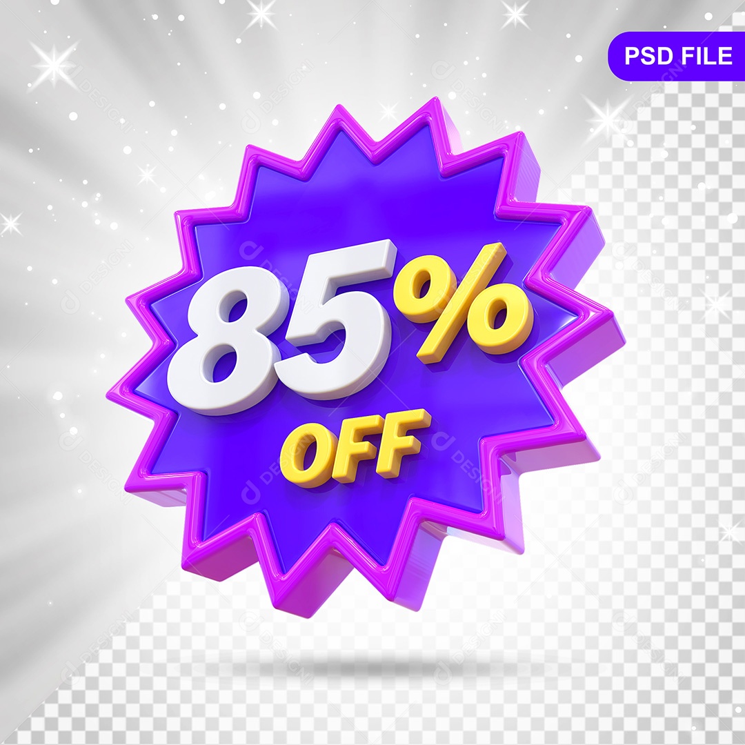 Elemento 3D Azul e Roxo 85% Off Para Composição PSD
