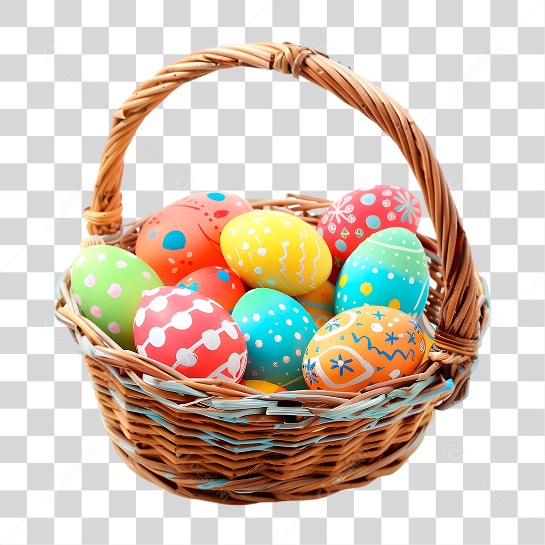 Cesta com Ovo de Páscoa PNG Transparente