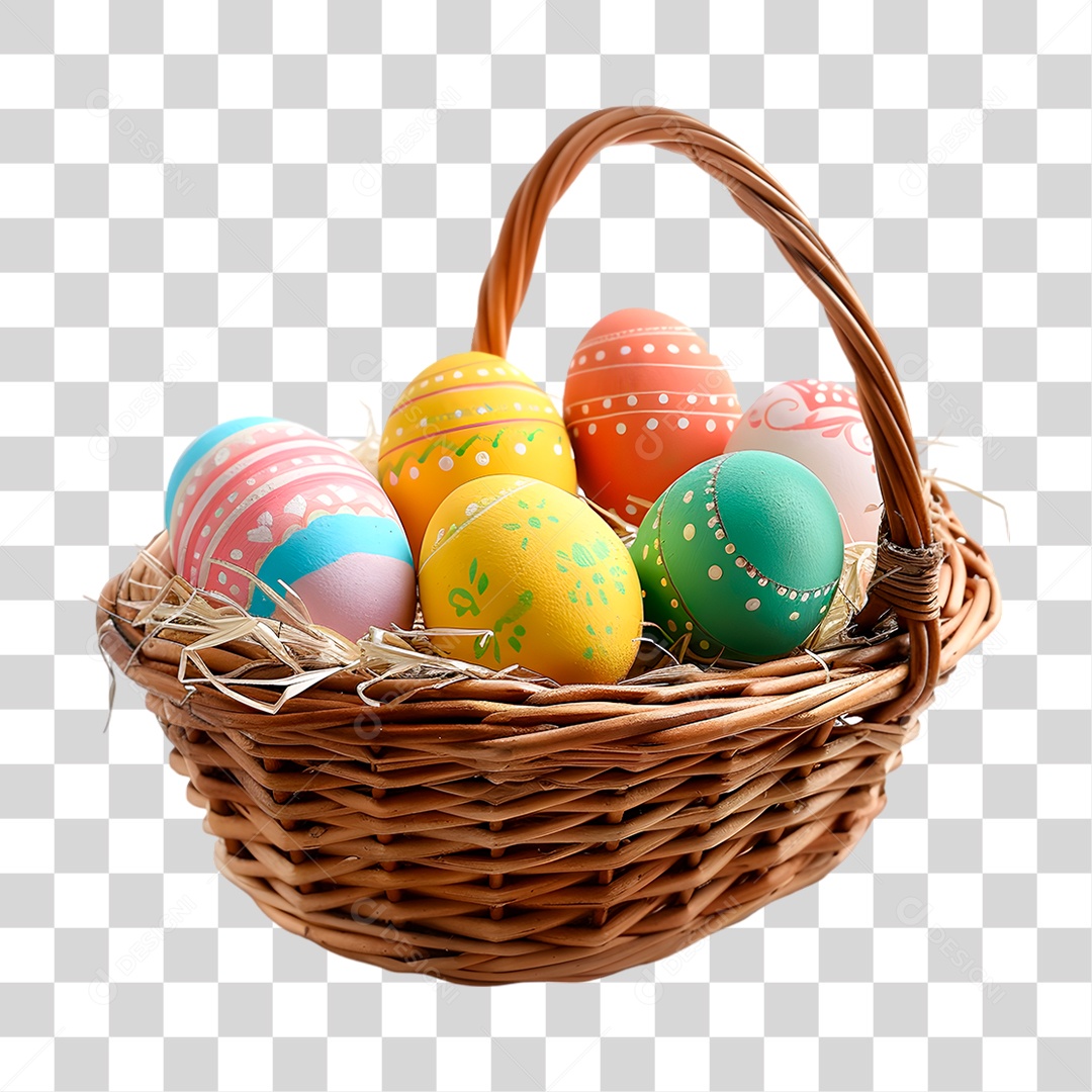 Cesta com Ovo de Páscoa PNG Transparente