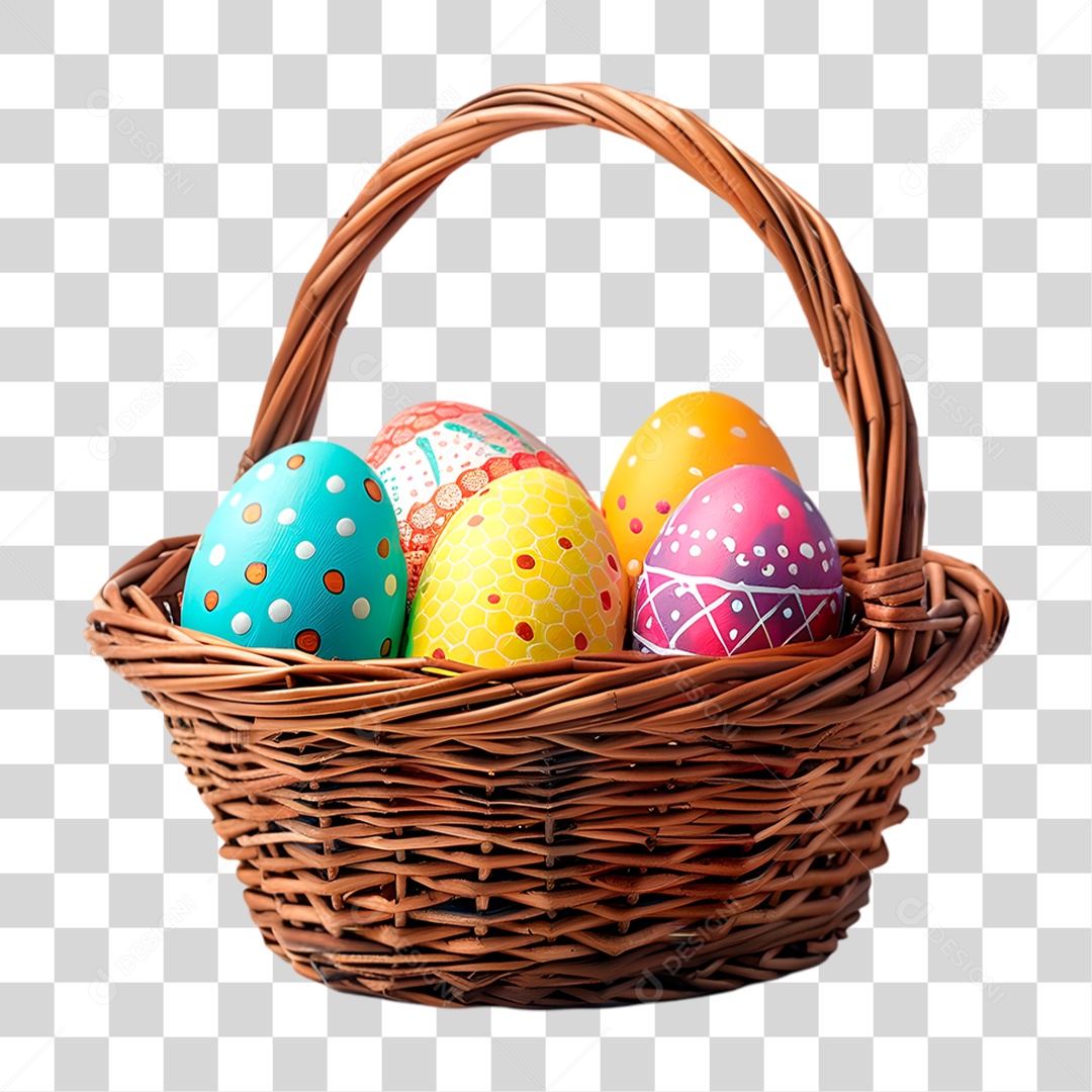 Cesta com Ovo de Páscoa PNG Transparente