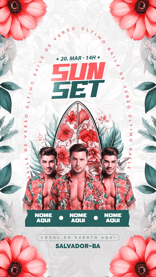 Flyer Sunset Último Baile De Verão Story Social Media PSD Editável