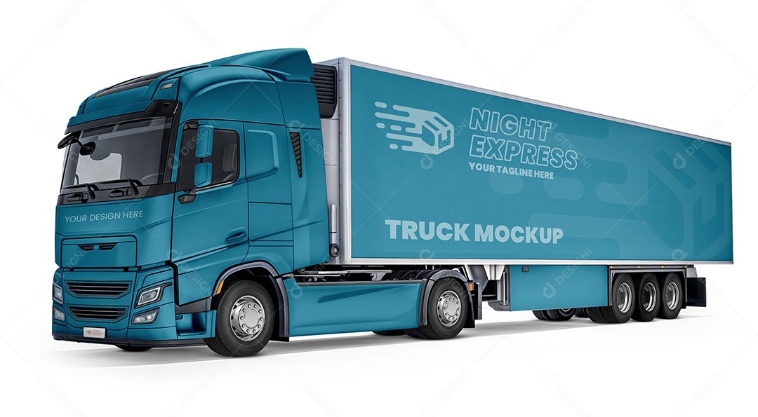Mockup Caminhão Baú PSD Editável