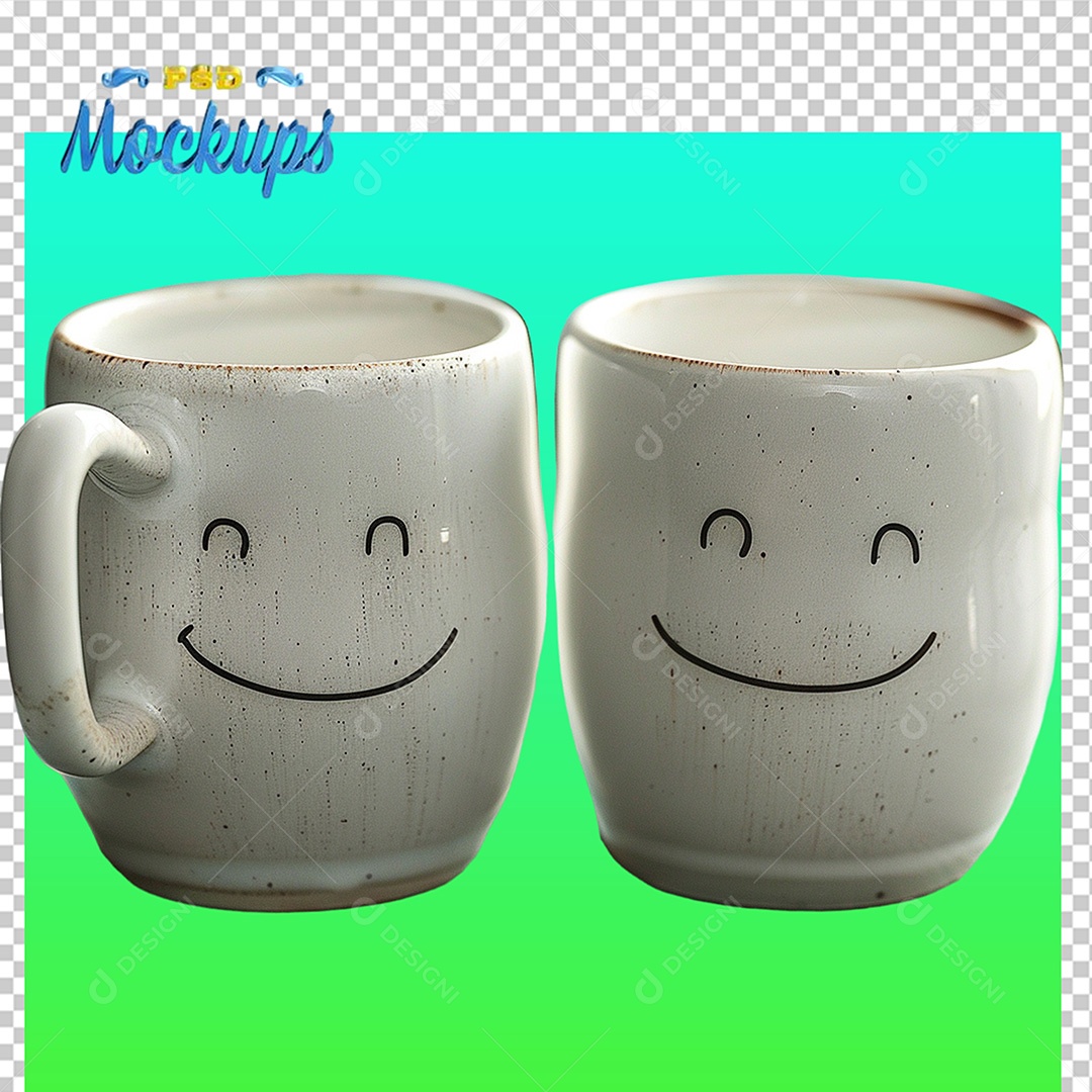 Mockup de Duas Canecas Branca PSD Editável