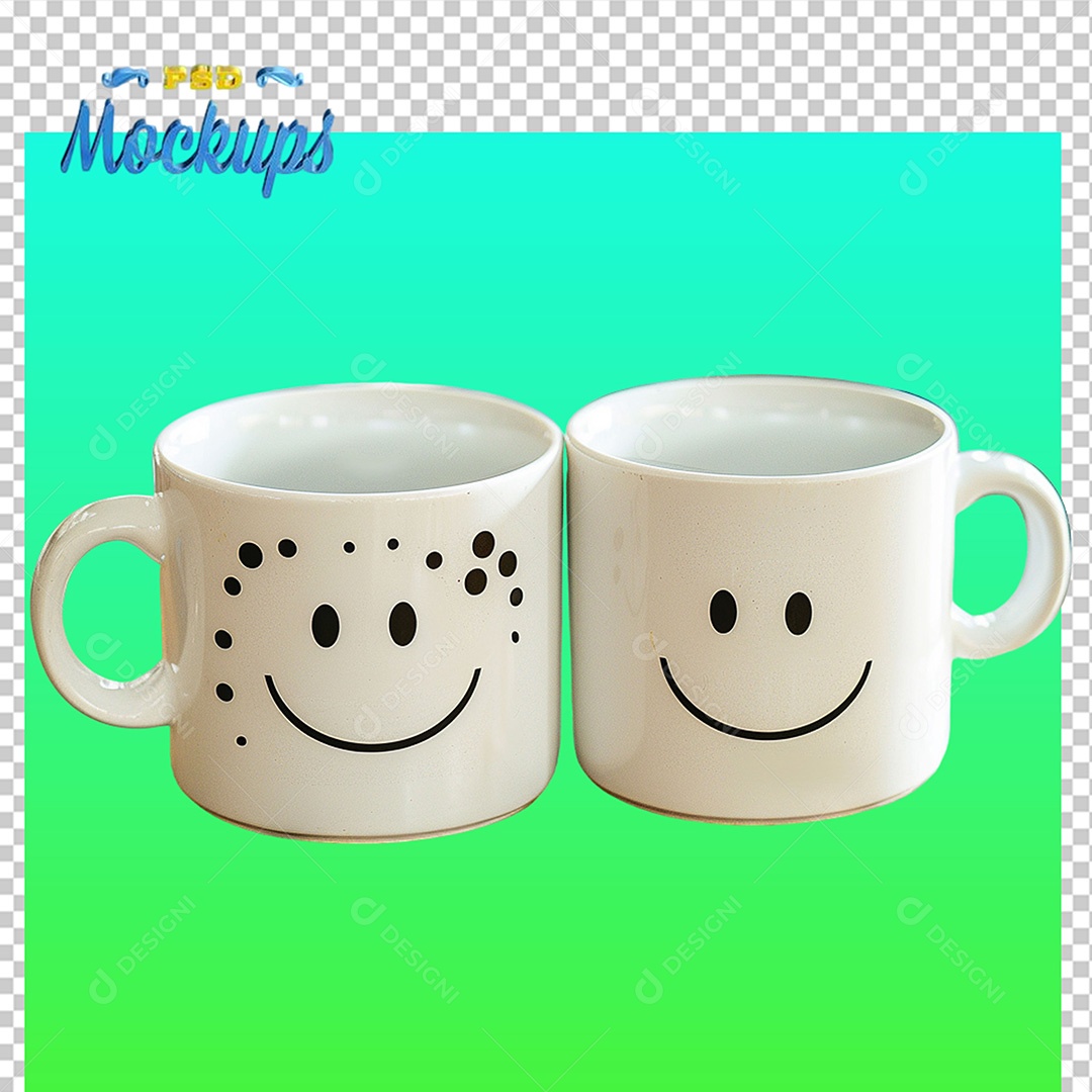 Mockup de Duas Canecas Branca PSD Editável