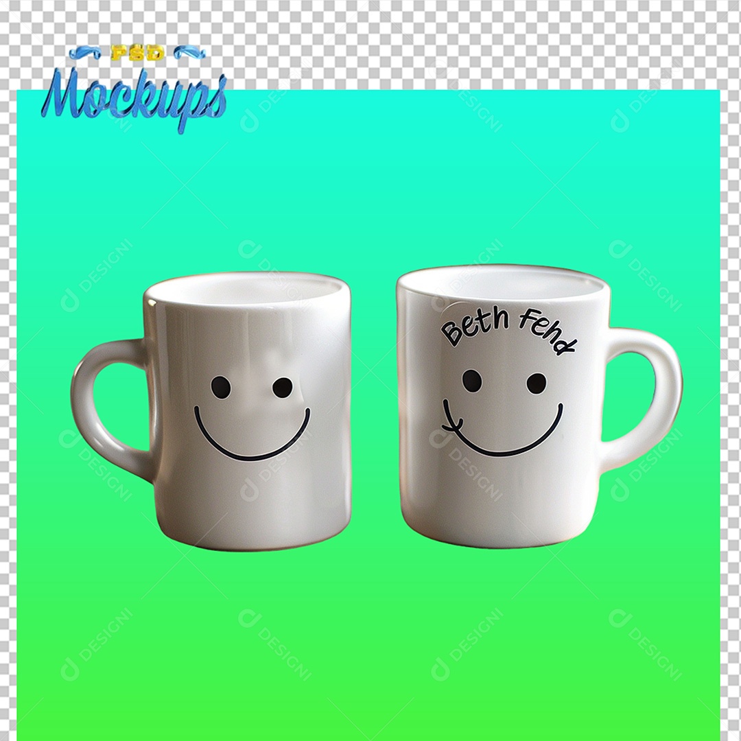 Mockup de Duas Canecas Branca PSD Editável