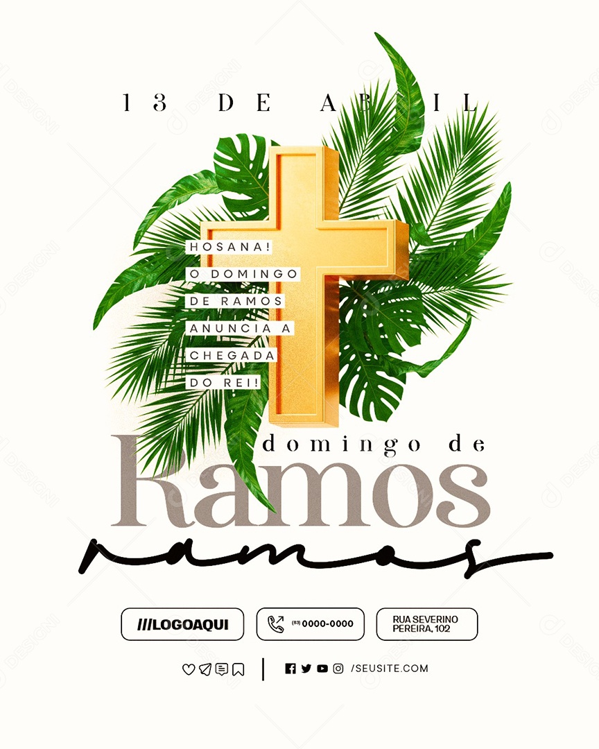 Domingo de Ramos 13 de Abril Hosana Social Media PSD Editável