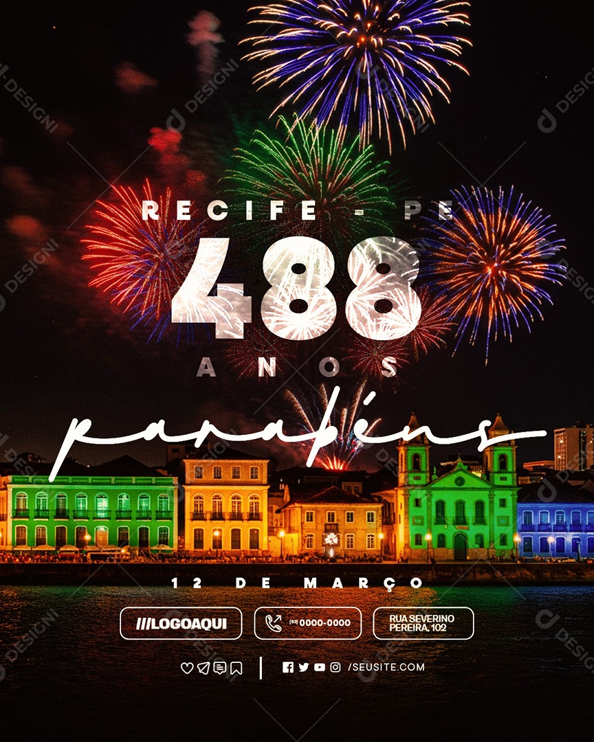 Aniversário De Recife 12 De Março Parabéns Social Media PSD Editável