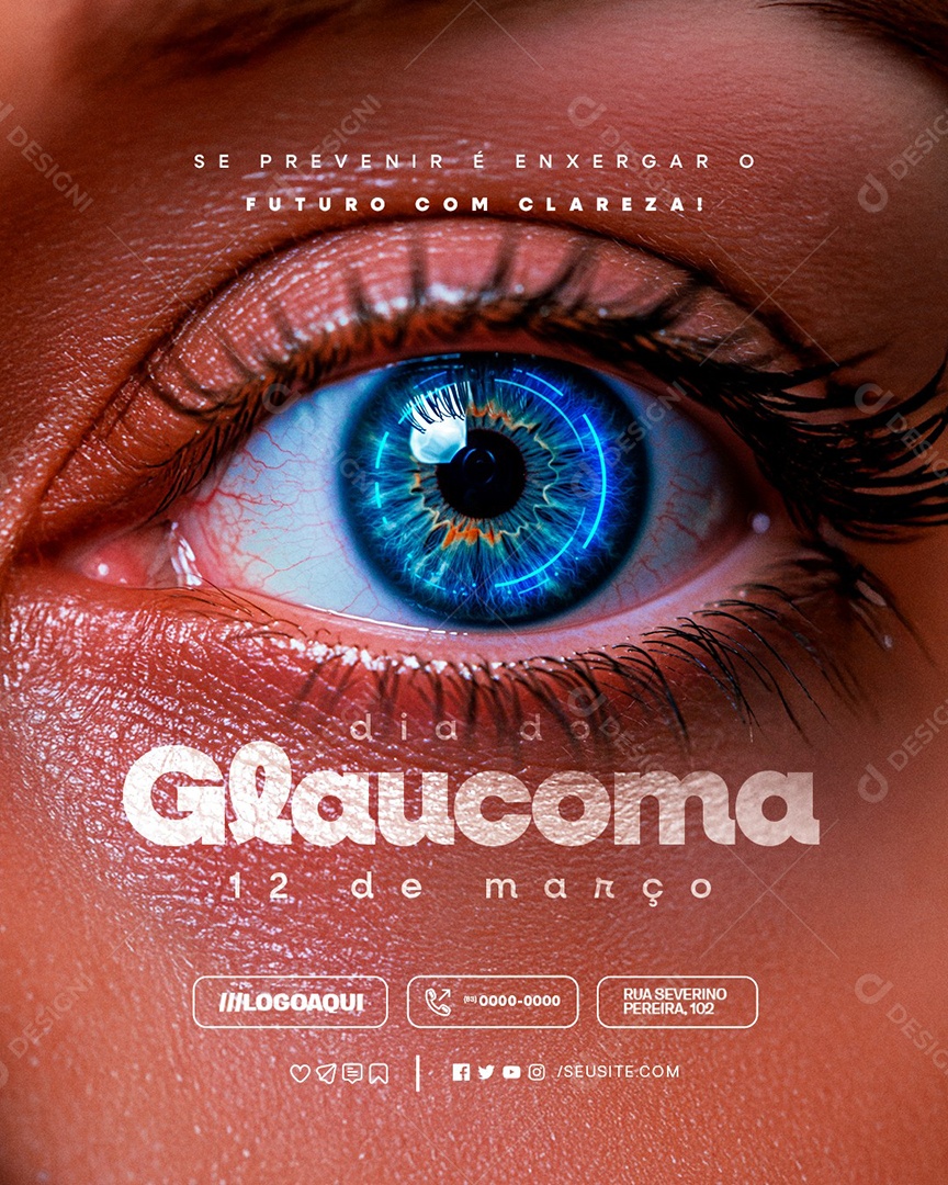 Dia do Glaucoma 12 de Março Se Prevenir Social Media PSD Editável