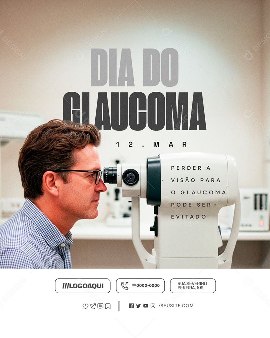 Dia do Glaucoma 12 de Março Perder a Visão Social Media PSD Editável