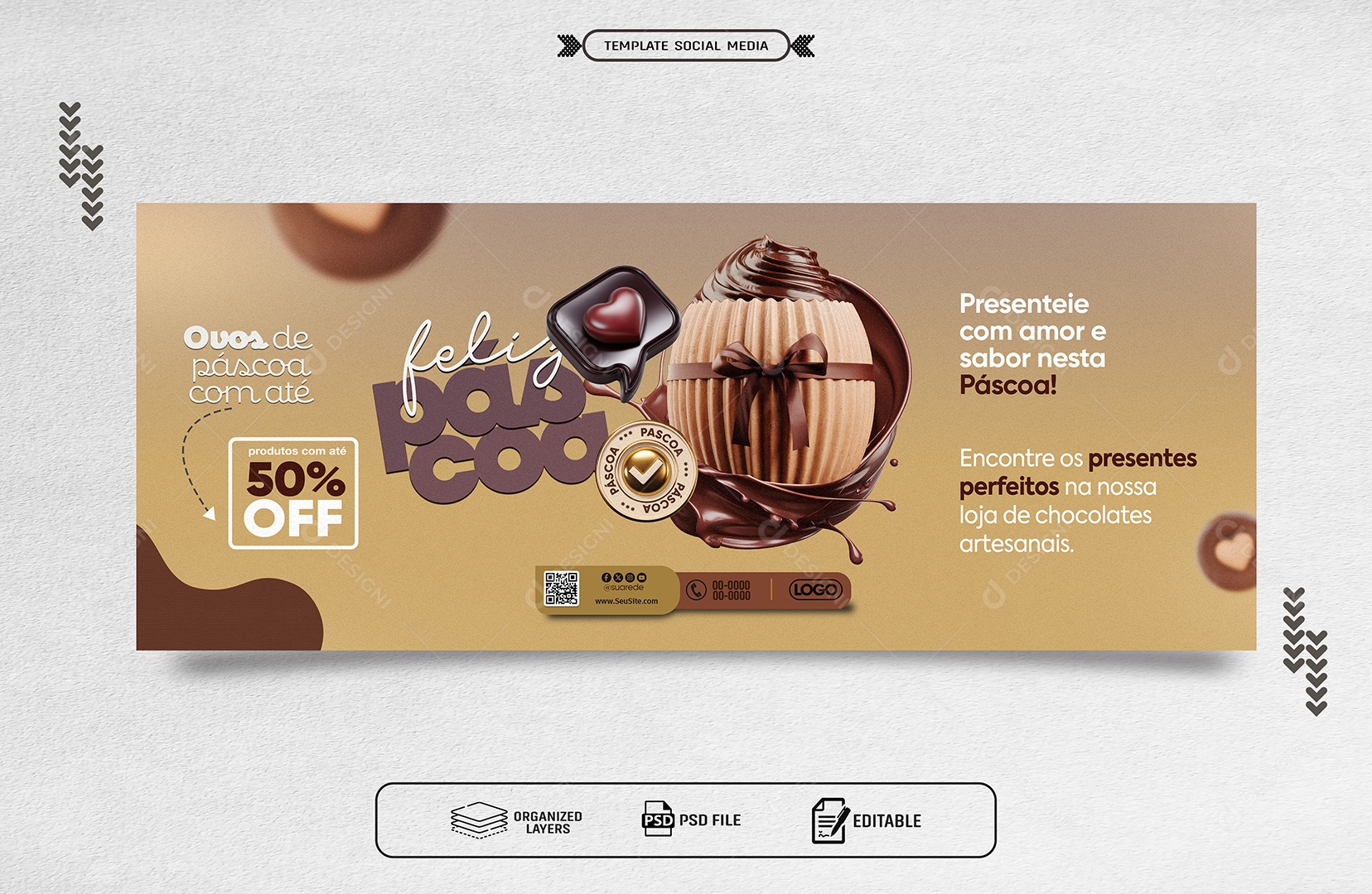 Banner Pascoa de Ofertas Social Media PSD Editável