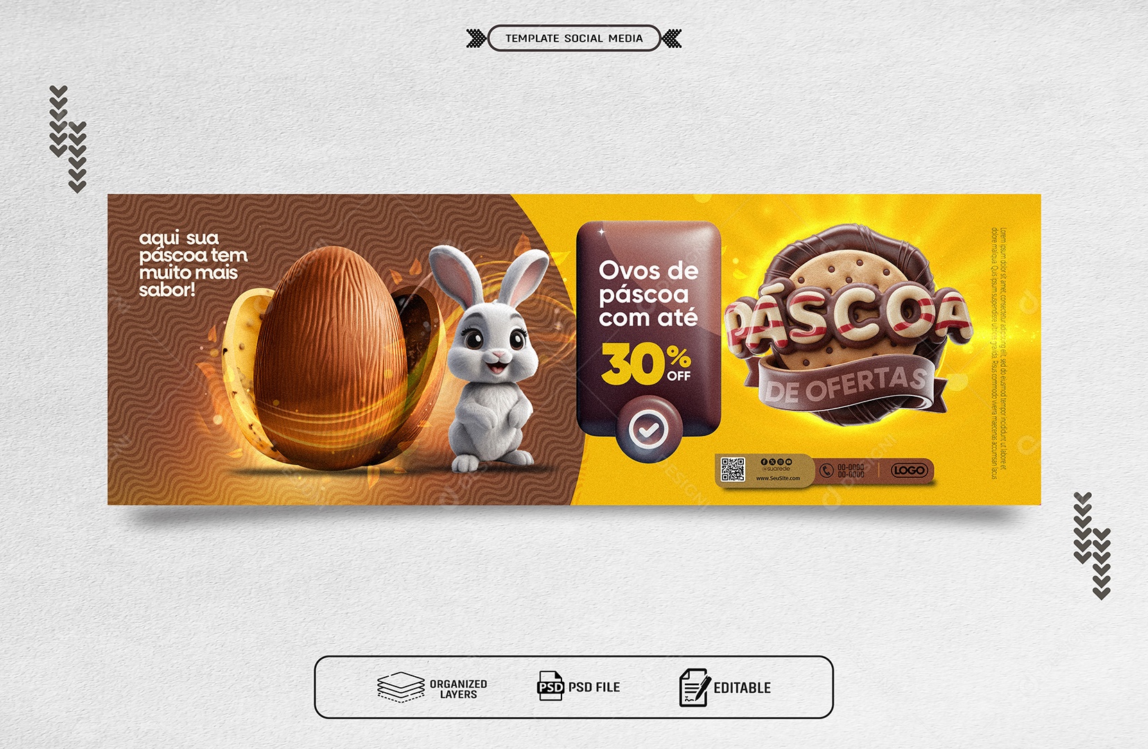 Banner Pascoa de Ofertas Social Media PSD Editável