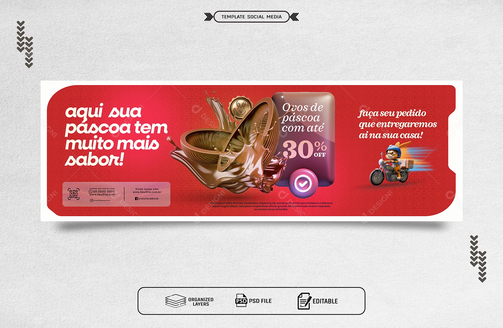 Banner Pascoa com Amor Social Media PSD Editável