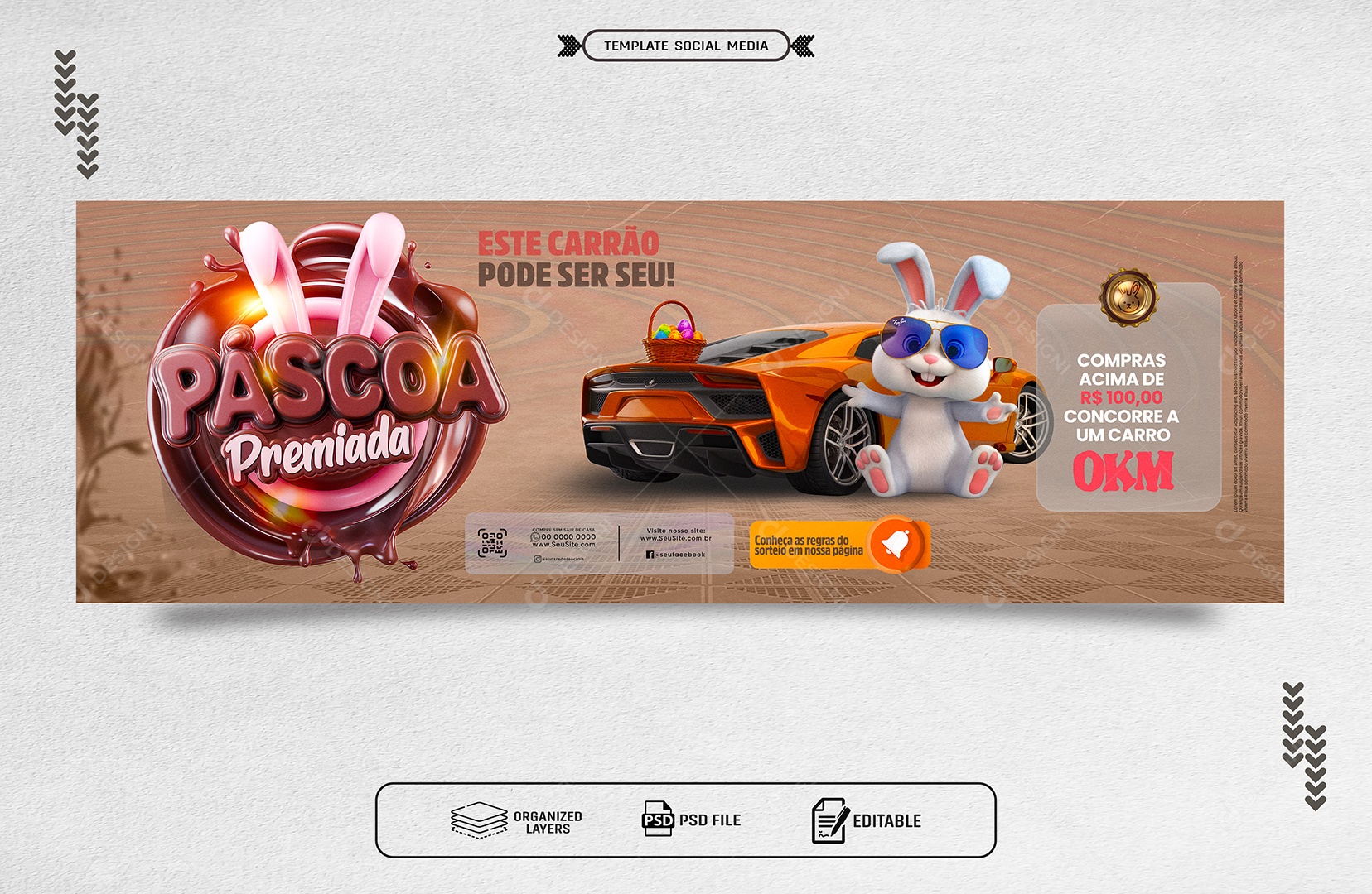 Banner Sorteio de Pascoa Social Media PSD Editável